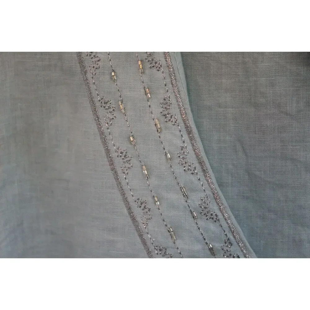 ✨2/$20 Flawed Lilly Pulitzer Linen Beaded Blouse Light Blue Top Small H11153 - Picture 8 of 16
